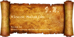 Vincze Malakiás névjegykártya
